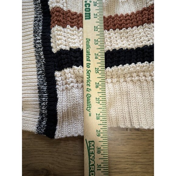 Hem & Thread Anthropologie Stripe Cardigan Women Sz Large Chunky Knit Open Front - Picture 4 of 11